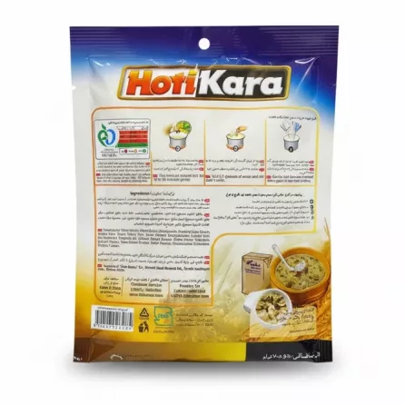 Back of Hotikara Barley Soup Mix with ingredients and cooking instructions