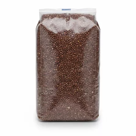 Resealable bag of Sofra Red Quinoa showing grains