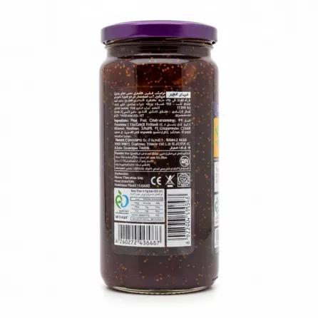 Back of Shana Fig Jam jar showing ingredients and nutritional info