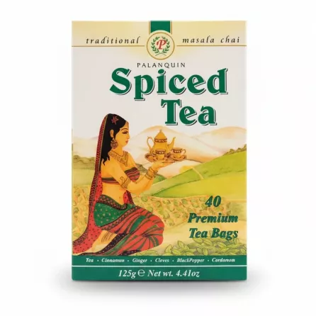 Box of Palanquin Spiced Tea with traditional masala chai branding and artwork