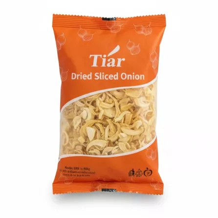 Pack of Tiar dried sliced onion in orange packaging