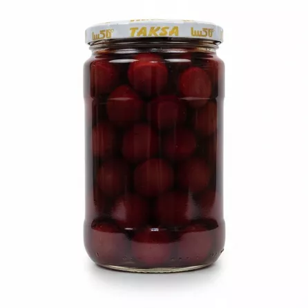 Side view of Taksa Sour Cherry Pickle showing ingredients and price tag