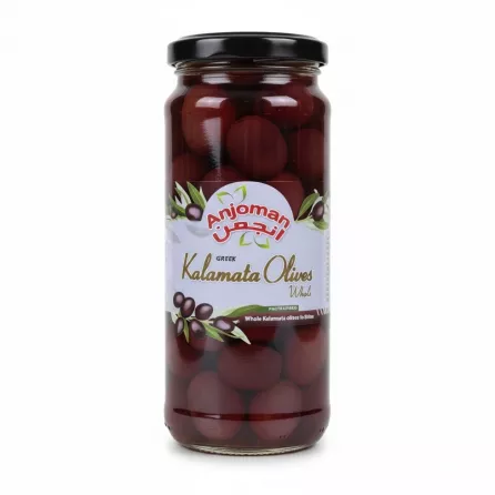 Jar of Anjoman Greek Kalamata Whole Olives in brine