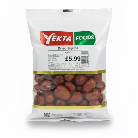 Front view of Yekta Foods dried jujube pack showing price and product information