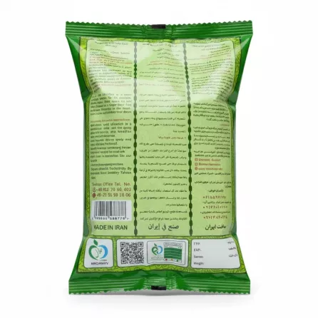 Back view of Mikella Faloodah Noodle package with instructions and barcode