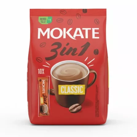 Mokate 3in1 Classic Instant Coffee sachets pack front view