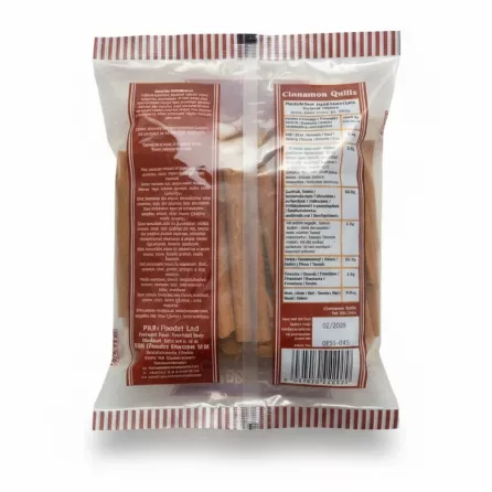 back of packet with nutritional information and ingredients