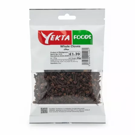Yekta Foods Whole Cloves pack front view showing label and cloves inside