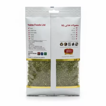 Back view of Yekta Foods dried fenugreek 40g pack with product details