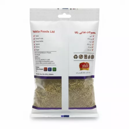Back view of Yekta Foods dried rosemary with product details