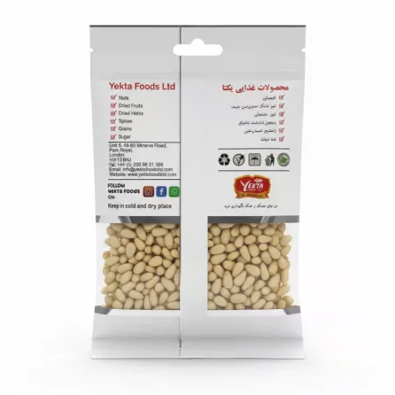 Yekta Foods Pine Nuts package back view with details