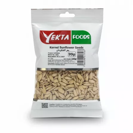 Yekta Foods branded bag of kernel sunflower seeds