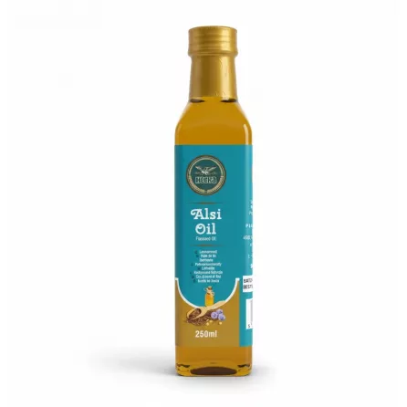 Bottle of Heera Alsi Oil Flaxseed Oil 250ml showing front label