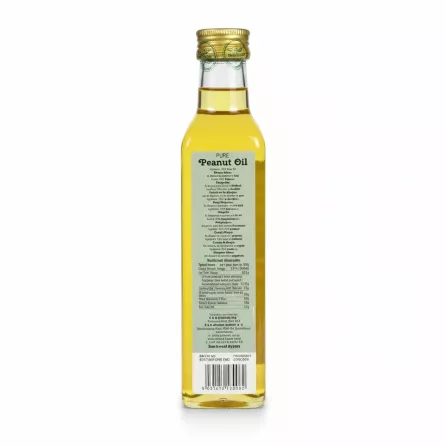 Heera Pure Peanut Oil 250ml bottle back label with nutritional info