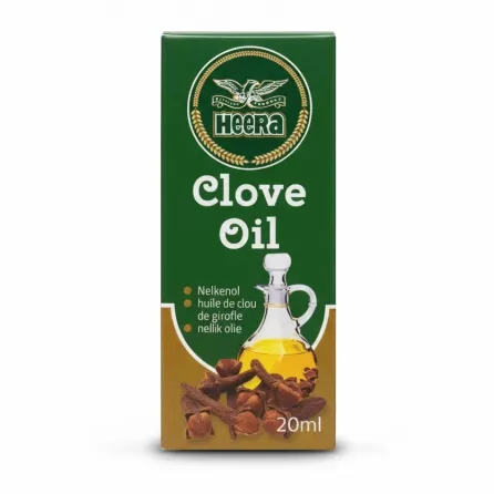 Heera Clove Oil box close-up with brand and clove image