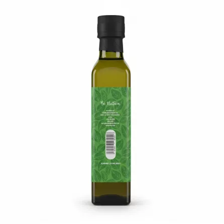 Bottle of Be Natura refined avocado oil back label with barcode and expiry date