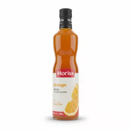 Moriss Orange Syrup bottle front showing label and orange slice