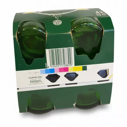 Close-up of Perrier pack barcode and packing details