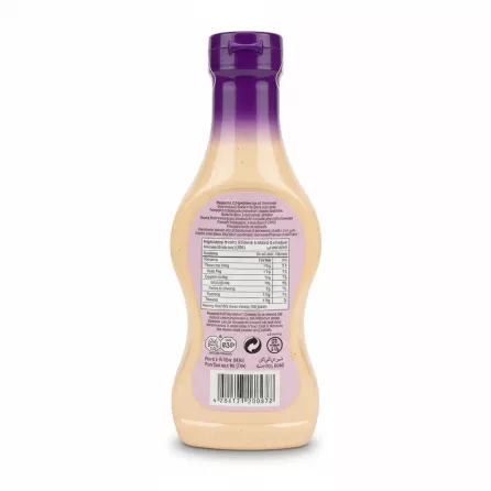 Back label of 1&1 French Cold Sauce with ingredients and nutrition info