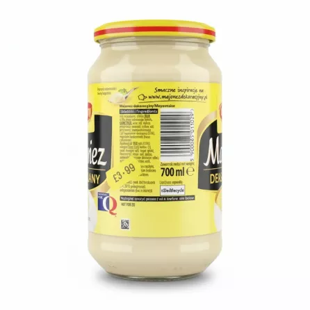 Winiary Mayonnaise Classic label with ingredients and barcode