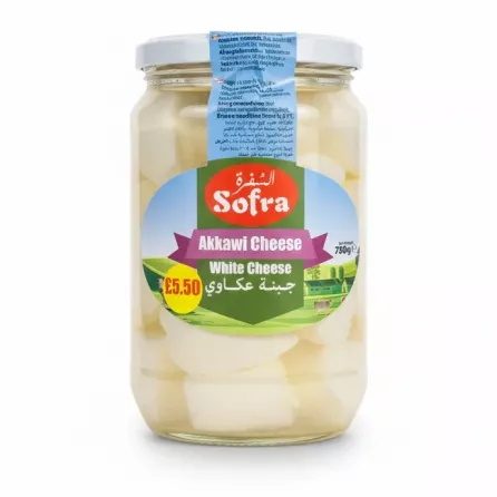 Sofra Akkawi White Cheese packed in a glass jar