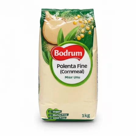 Package of Bodrum Fine Polenta Cornmeal 1kg front