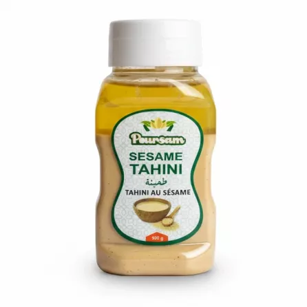 Plastic jar of Poursam Sesame Tahini Paste