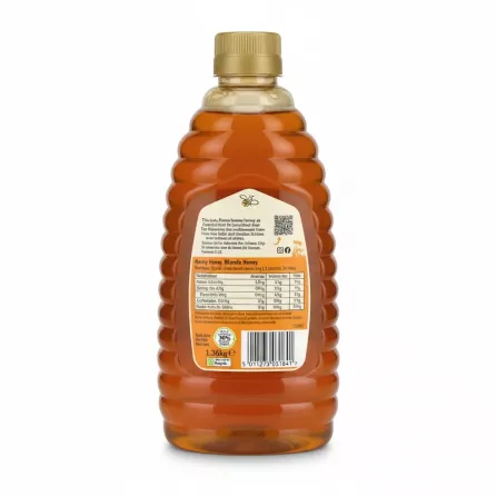 Rowse Runny Honey plastic bottle rear label with nutritional info
