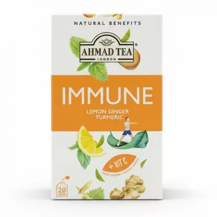 Ahmad Tea Immune Lemon Ginger Turmeric herbal tea box front