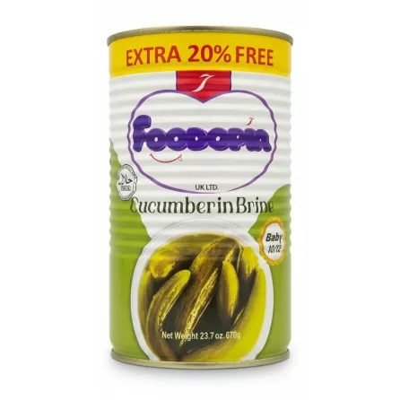 Foodopia Pickled Cucumbers tin extra 20% free angled view