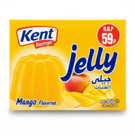 Kent Boringer mango flavoured jelly yellow box front view