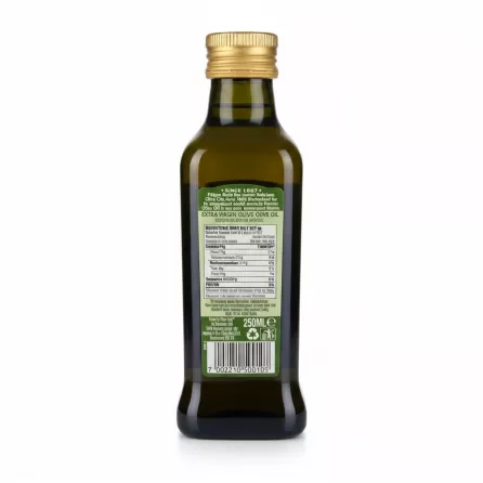 Filippo Berio Extra Virgin Olive Oil nutrition and product information on back label