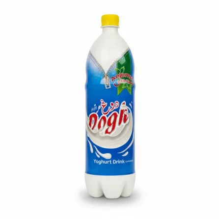 Anjoman Yoghurt Drink carbonated 1.5 litre bottle front view on a white background