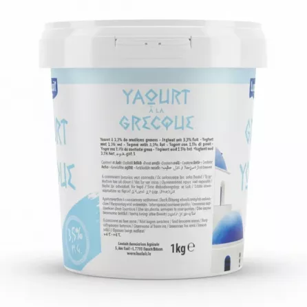 Luxlait Greek Style Natural Yogurt 1kg tub side with nutritional info