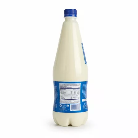 Back view of Doogh Ajeeli bottle showing nutrition facts and ingredients label