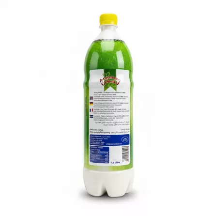 Back label of Anjoman Carbonated Mint Yoghurt Drink showing ingredients and nutritional information