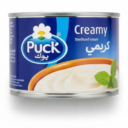 Puck creamy sterilised cream can front label