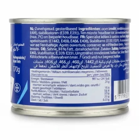 Puck creamy sterilised cream can nutritional information and ingredients