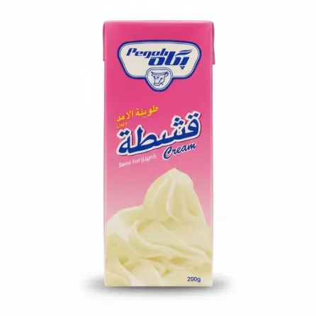 Pegah semi fat cream carton side with Arabic text