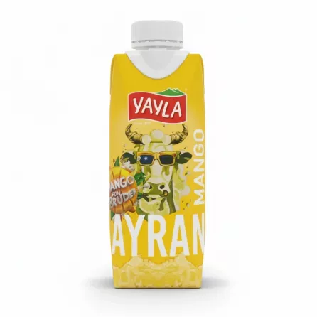 Yayla Mango Flavoured Ayran drink in yellow tetra pak with resealable cap