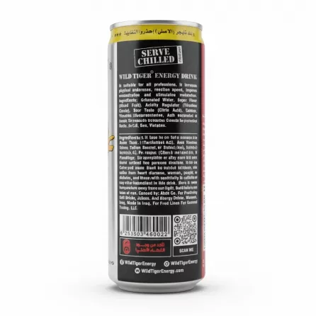 Wild Tiger Energy Drink nutritional information and barcode