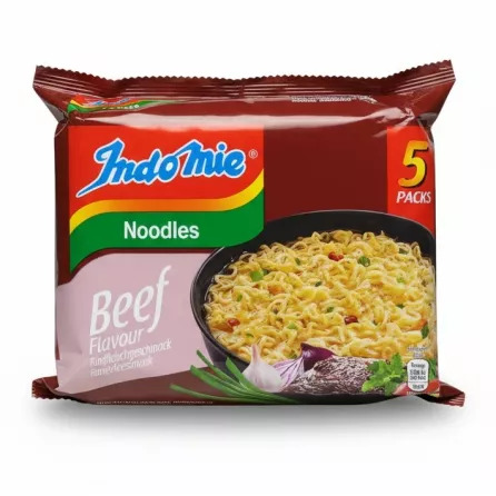 Indomie Instant Noodles Beef Flavour 5 Packs front packaging