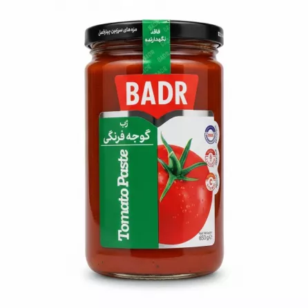 Jar of Badr Tomato Paste front label