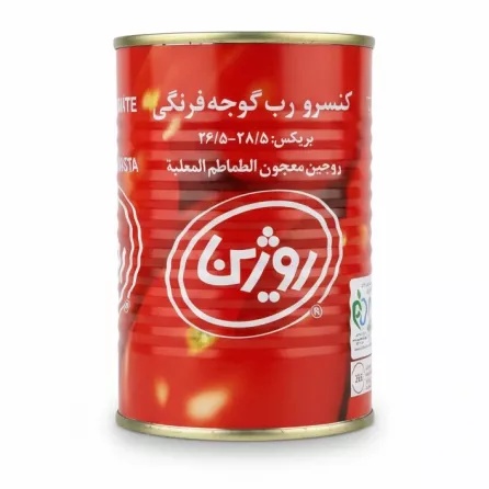 Rojin tomato paste can front label