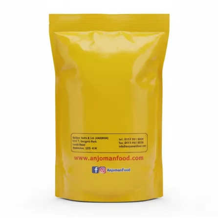 Back of Anjoman chickpeas package with brand and storage details