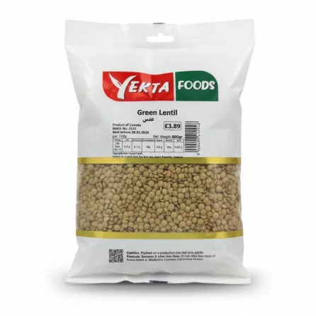 Yekta Foods Green Lentil 800g pack front