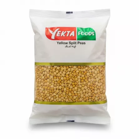 Packaged yellow split peas front view