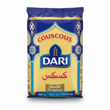 Front pack view of Dari Premium Couscous medium grain 500g