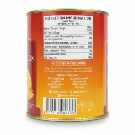 Heera Alphonso Mango Slices Sweetened nutrition information label