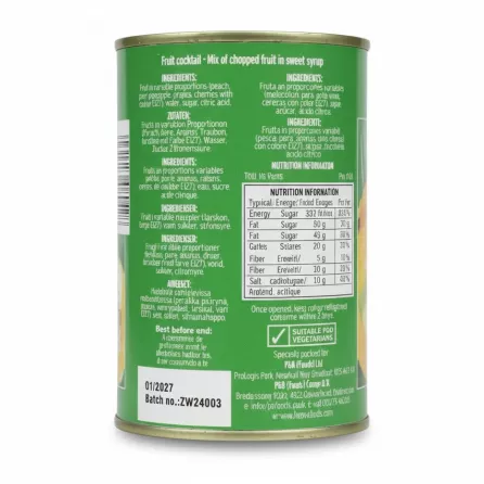 Heera Fruit Cocktail ingredients and nutritional info label